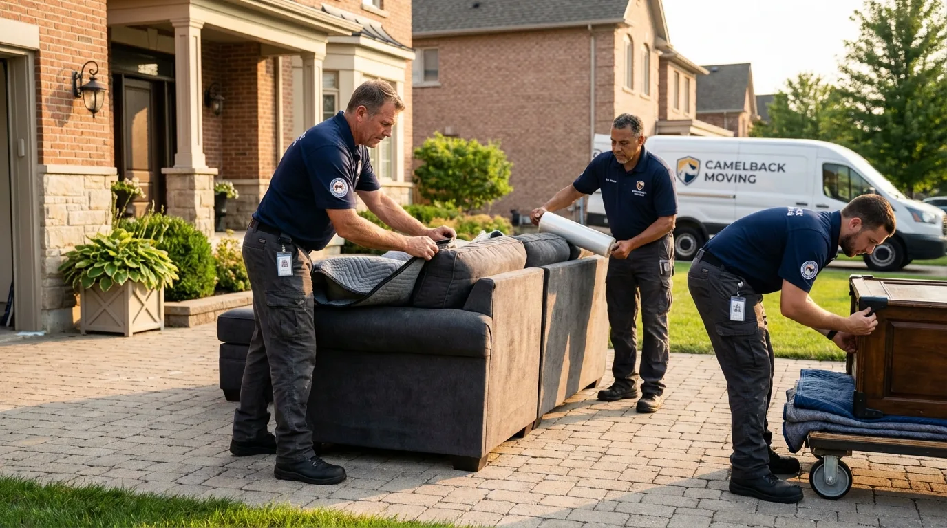 Large estate moving crew wrapping furniture in Westmoreland, TN